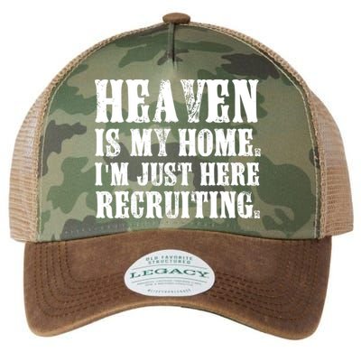 Heaven Is My Home Im Just Here Recruiting Funny Christian Legacy Tie Dye Trucker Hat