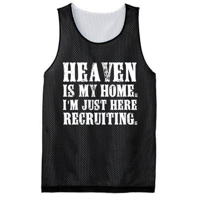 Heaven Is My Home Im Just Here Recruiting Funny Christian Mesh Reversible Basketball Jersey Tank