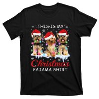 His Is My Christmas Pajama Santa Yorkie Dog Owners T-Shirt