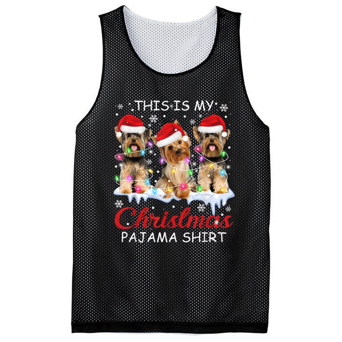 His Is My Christmas Pajama Santa Yorkie Dog Owners Mesh Reversible Basketball Jersey Tank