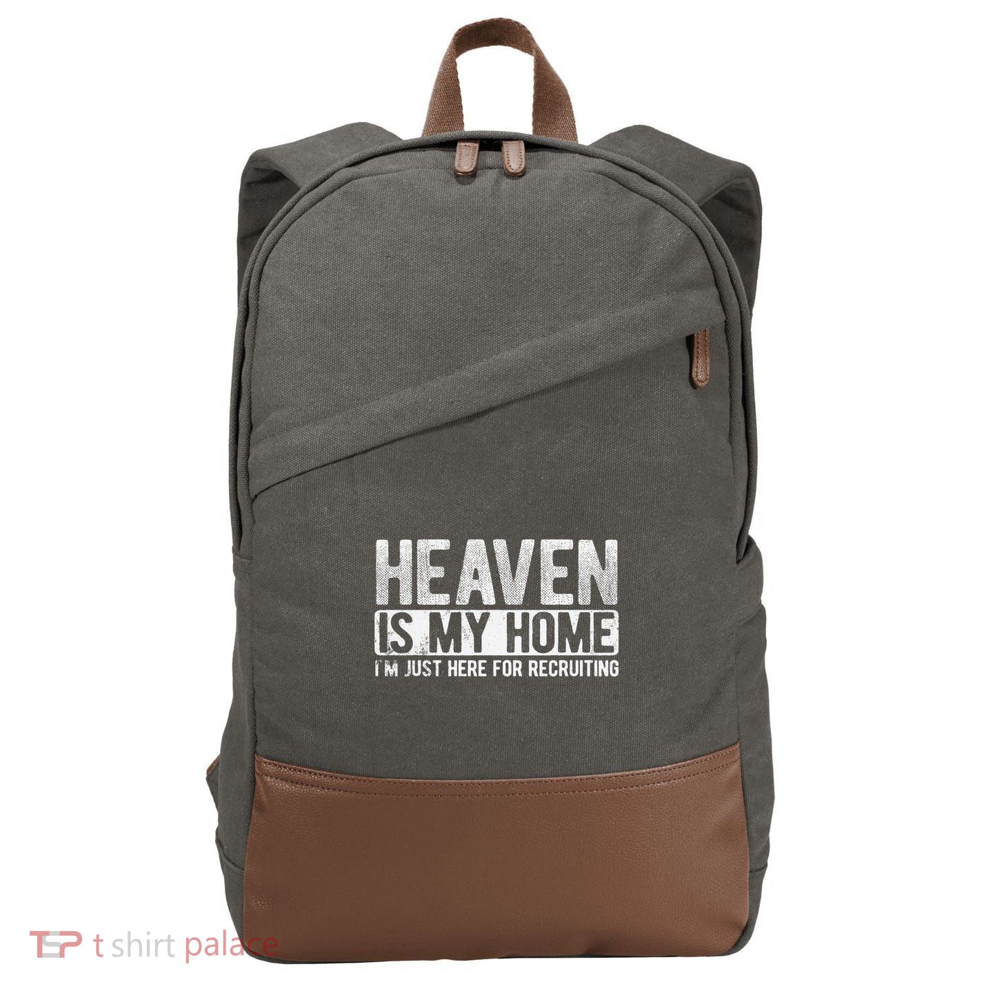 Heaven Is My Home Here Recruiting Christian Religious Jesus Cotton Canvas Backpack