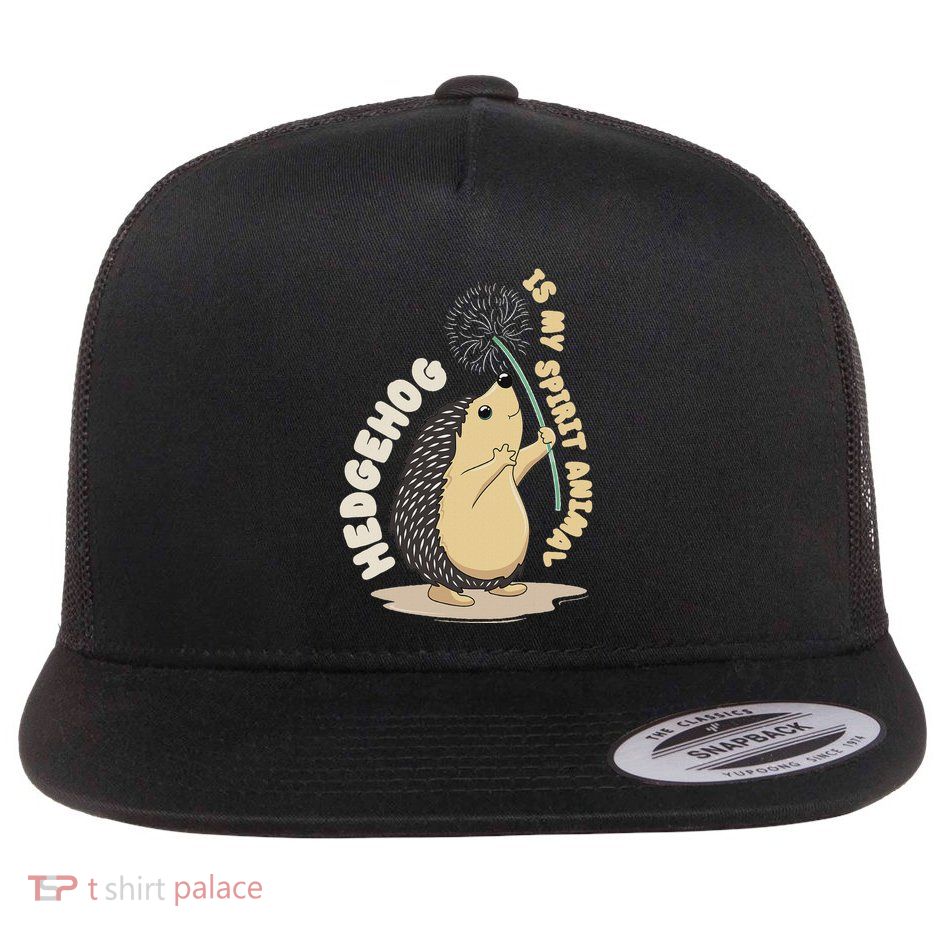 Hedgehog Is My Spirit Animal Forest Nature Hedgehog Flat Bill Trucker Hat