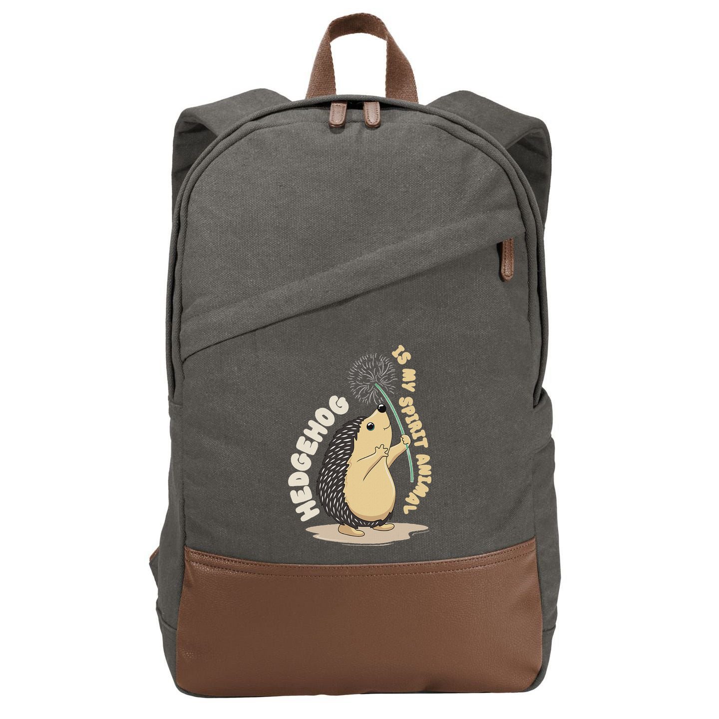 Hedgehog Is My Spirit Animal Forest Nature Hedgehog Cotton Canvas Backpack
