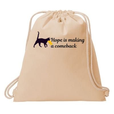 Hope Is Making A Comeback Funny Cat Trump Hair Kamala Harris Drawstring Bag