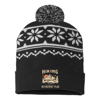 Hiking Is My Retirement Plan Funny Hiking USA-Made Snowflake Beanie