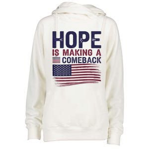 Hope Is Making A Comeback Us Flag Kamala Harris Tim Walz Premium Womens Funnel Neck Pullover Hood