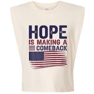 Hope Is Making A Comeback Us Flag Kamala Harris Tim Walz Premium Garment-Dyed Women's Muscle Tee