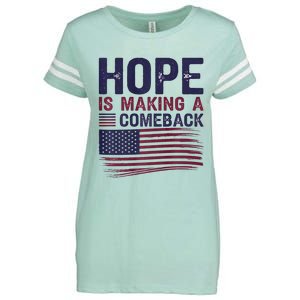 Hope Is Making A Comeback Us Flag Kamala Harris Tim Walz Premium Enza Ladies Jersey Football T-Shirt