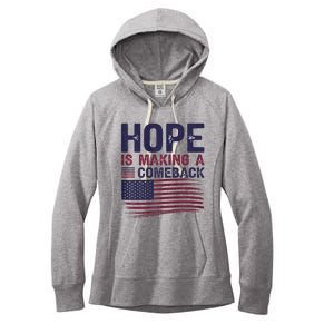 Hope Is Making A Comeback Us Flag Kamala Harris Tim Walz Premium Women's Fleece Hoodie