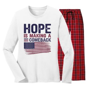 Hope Is Making A Comeback Us Flag Kamala Harris Tim Walz Premium Women's Long Sleeve Flannel Pajama Set 