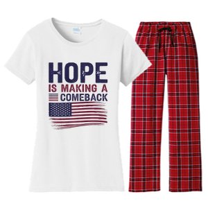 Hope Is Making A Comeback Us Flag Kamala Harris Tim Walz Premium Women's Flannel Pajama Set