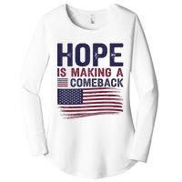 Hope Is Making A Comeback Us Flag Kamala Harris Tim Walz Premium Women's Perfect Tri Tunic Long Sleeve Shirt