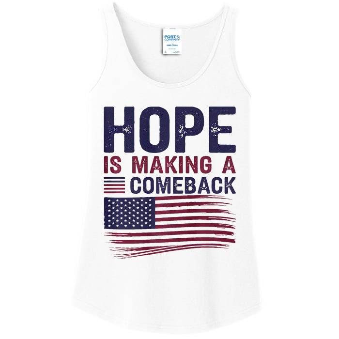 Hope Is Making A Comeback Us Flag Kamala Harris Tim Walz Premium Ladies Essential Tank