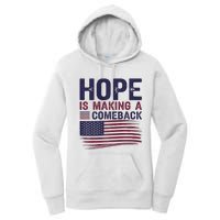 Hope Is Making A Comeback Us Flag Kamala Harris Tim Walz Premium Women's Pullover Hoodie