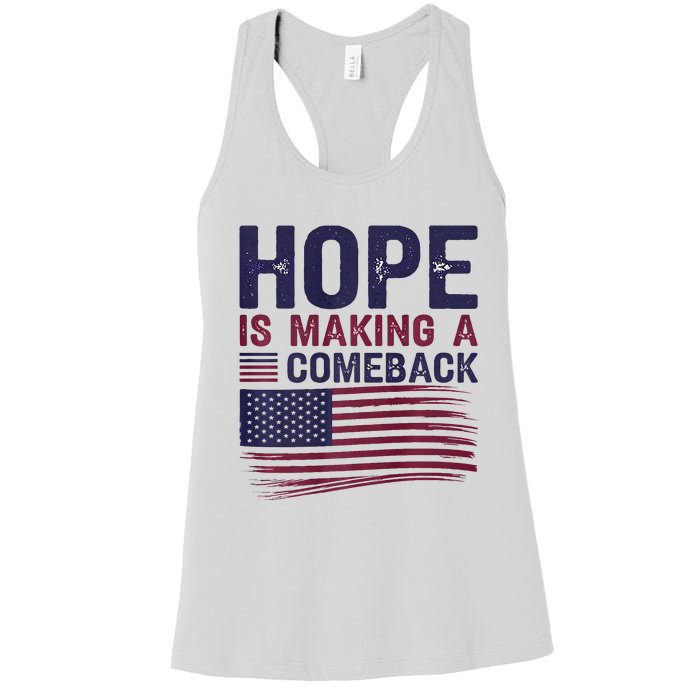 Hope Is Making A Comeback Us Flag Kamala Harris Tim Walz Premium Women's Racerback Tank