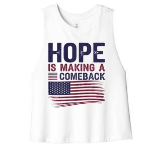 Hope Is Making A Comeback Us Flag Kamala Harris Tim Walz Premium Women's Racerback Cropped Tank