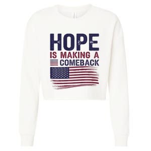 Hope Is Making A Comeback Us Flag Kamala Harris Tim Walz Premium Cropped Pullover Crew