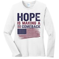 Hope Is Making A Comeback Us Flag Kamala Harris Tim Walz Premium Ladies Long Sleeve Shirt