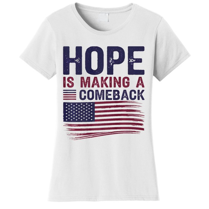 Hope Is Making A Comeback Us Flag Kamala Harris Tim Walz Premium Women's T-Shirt