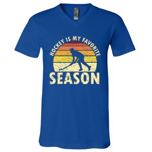 Hockey Is My Favorite Season Retro Field Hockey Player Meaningful Gift V-Neck T-Shirt