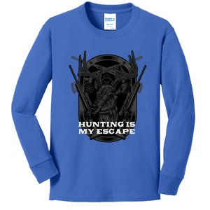 Hunting Is My Escape Introvert Hunter Antisocial Meaningful Gift Kids Long Sleeve Shirt