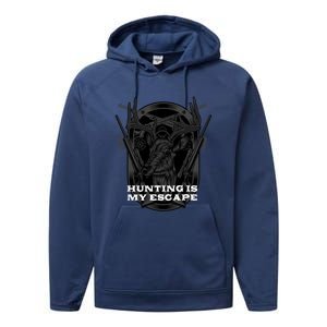 Hunting Is My Escape Introvert Hunter Antisocial Meaningful Gift Performance Fleece Hoodie