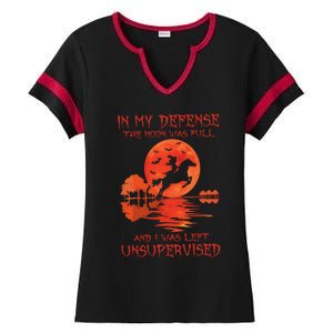 Horse In My Defense The Moon Was Full And I Was Left Unsupervised Halloween Ladies Halftime Notch Neck Tee