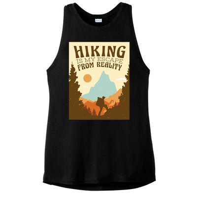 Hiking Is My Escape From Reality Ladies PosiCharge Tri-Blend Wicking Tank