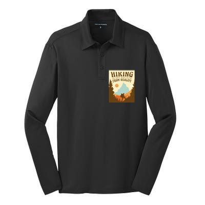 Hiking Is My Escape From Reality Silk Touch Performance Long Sleeve Polo