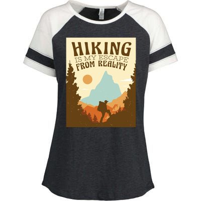 Hiking Is My Escape From Reality Enza Ladies Jersey Colorblock Tee