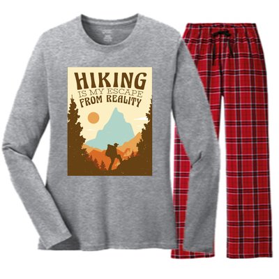 Hiking Is My Escape From Reality Women's Long Sleeve Flannel Pajama Set 