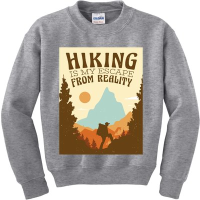 Hiking Is My Escape From Reality Kids Sweatshirt