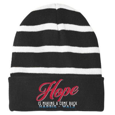 Hope Is Making A Come Back Harris Walz 2024 Striped Beanie with Solid Band