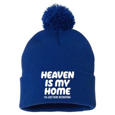 Heaven Is My Home IM Just Here Recruiting Christian Tree Cute Gift Pom Pom 12in Knit Beanie