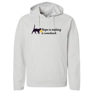 Hope Is Making A Comeback Funny Cat Trump Hair Kamala Harris Performance Fleece Hoodie