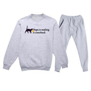 Hope Is Making A Comeback Funny Cat Trump Hair Kamala Harris Premium Crewneck Sweatsuit Set