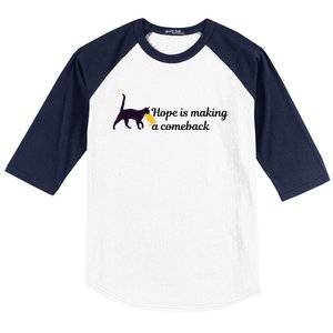 Hope Is Making A Comeback Funny Cat Trump Hair Kamala Harris Baseball Sleeve Shirt