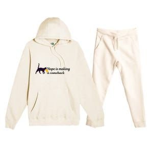 Hope Is Making A Comeback Funny Cat Trump Hair Kamala Harris Premium Hooded Sweatsuit Set