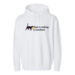 Hope Is Making A Comeback Funny Cat Trump Hair Kamala Harris Garment-Dyed Fleece Hoodie