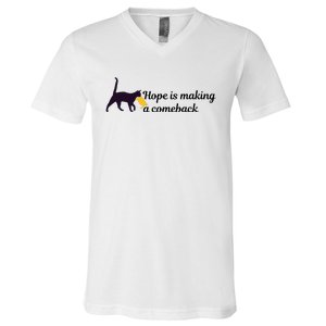 Hope Is Making A Comeback Funny Cat Trump Hair Kamala Harris V-Neck T-Shirt