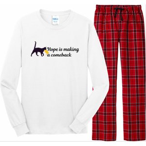 Hope Is Making A Comeback Funny Cat Trump Hair Kamala Harris Long Sleeve Pajama Set