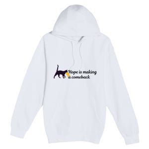 Hope Is Making A Comeback Funny Cat Trump Hair Kamala Harris Premium Pullover Hoodie