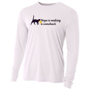 Hope Is Making A Comeback Funny Cat Trump Hair Kamala Harris Cooling Performance Long Sleeve Crew