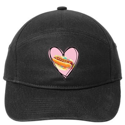 Hotdog Is My Valentine I Love Hotdog I Heart Hotdog Graphic Gift 7-Panel Snapback Hat