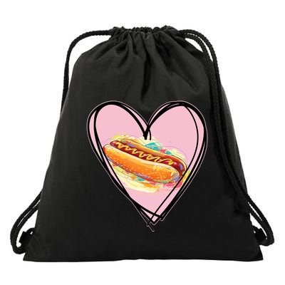 Hotdog Is My Valentine I Love Hotdog I Heart Hotdog Graphic Gift Drawstring Bag