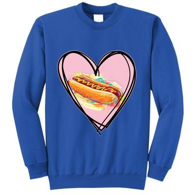 Hotdog Is My Valentine I Love Hotdog I Heart Hotdog Graphic Gift Sweatshirt