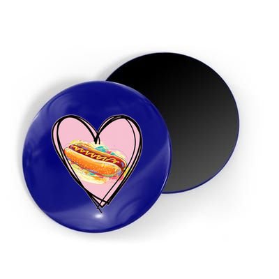 Hotdog Is My Valentine I Love Hotdog I Heart Hotdog Graphic Gift Magnet