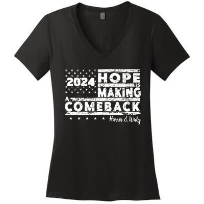 Hope Is Making A Comeback Harris Walz Women's V-Neck T-Shirt