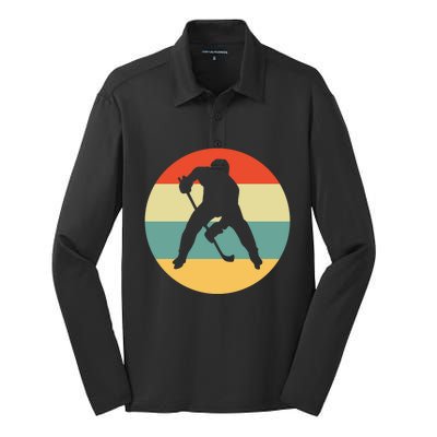 Hockey Is My Favorite Season Funny Vintage Ice Hockey Player Gift Silk Touch Performance Long Sleeve Polo