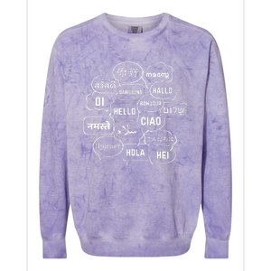 Hello In Many Languages Translator Globetrotter Polyglot Colorblast Crewneck Sweatshirt